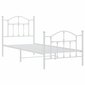 vidaXL gultas rāmis ar galvgali un kājgali, balts metāls, 90x200 cm cena un informācija | Gultas | 220.lv