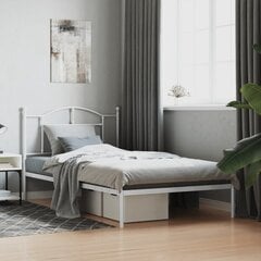 vidaXL gultas rāmis ar galvgali, balts metāls, 107x203 cm цена и информация | Кровати | 220.lv