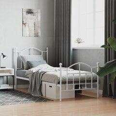 vidaXL gultas rāmis ar galvgali un kājgali, balts metāls, 80x200 cm cena un informācija | Gultas | 220.lv