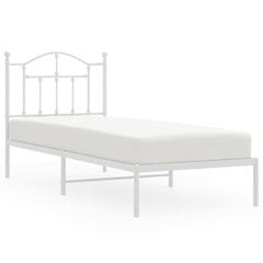vidaXL gultas rāmis ar galvgali, balts metāls, 90x200 cm cena un informācija | Gultas | 220.lv
