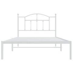 vidaXL gultas rāmis ar galvgali, balts metāls, 100x200 cm cena un informācija | Gultas | 220.lv