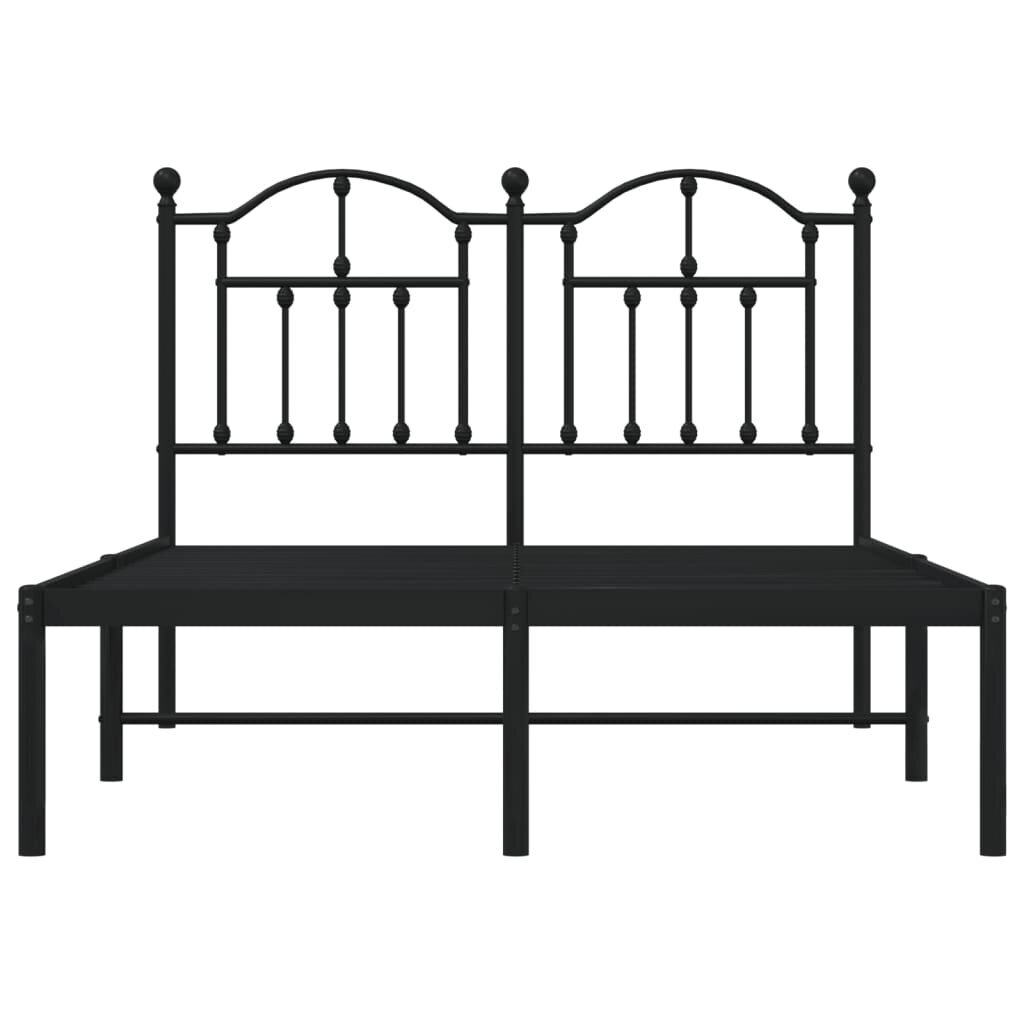 vidaXL gultas rāmis ar galvgali, melns metāls, 120x190 cm цена и информация | Gultas | 220.lv