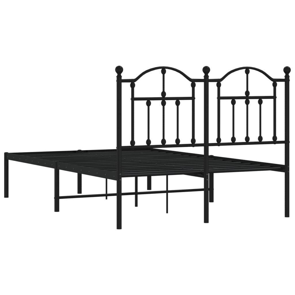 vidaXL gultas rāmis ar galvgali, melns metāls, 120x190 cm цена и информация | Gultas | 220.lv