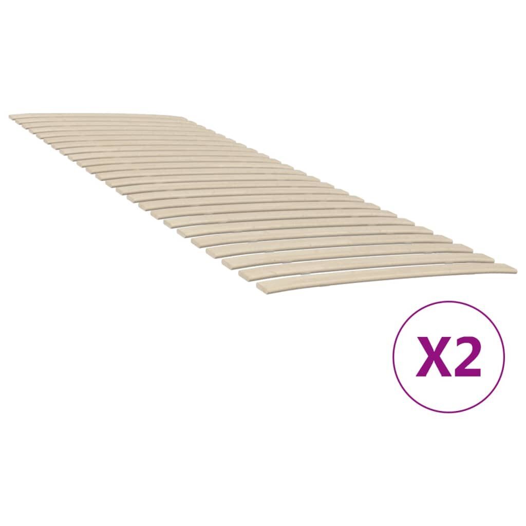 vidaXL gultas redeles, 2 gab., ar 48 līstītēm, 80x200 cm cena un informācija | Citi piederumi mēbelēm | 220.lv