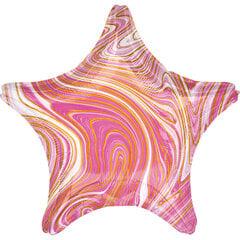 Folija balons Marblez "Zvaigzne", 48 cm, rozā krāsa cena un informācija | Baloni | 220.lv