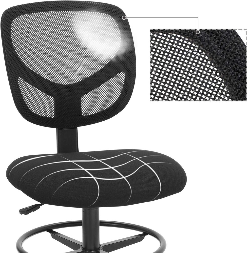 Vienkāršs biroja krēsls ar sietu SONGMICS OBN15BK cena un informācija | Biroja krēsli | 220.lv
