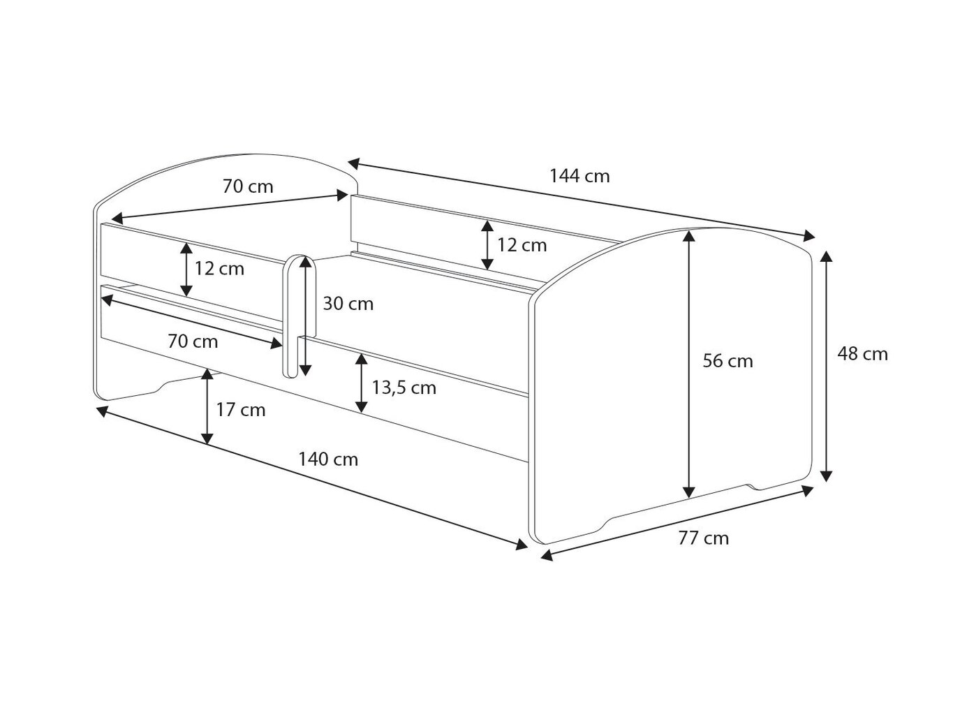 Bērnu gulta ADRK Furniture Pepe dogs, 70x140 cm, dažādu krāsu cena un informācija | Bērnu gultas | 220.lv