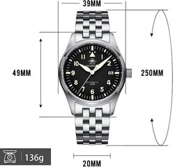 AddiesDive Men Watch Brand Watch Pilot NH35A Автоматические часы H2 B08LNFLYN6 цена и информация | Мужские часы | 220.lv