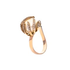 Золотое кольцо для женщин с жемчугом и цирконами цена и информация | Кольца | 220.lv