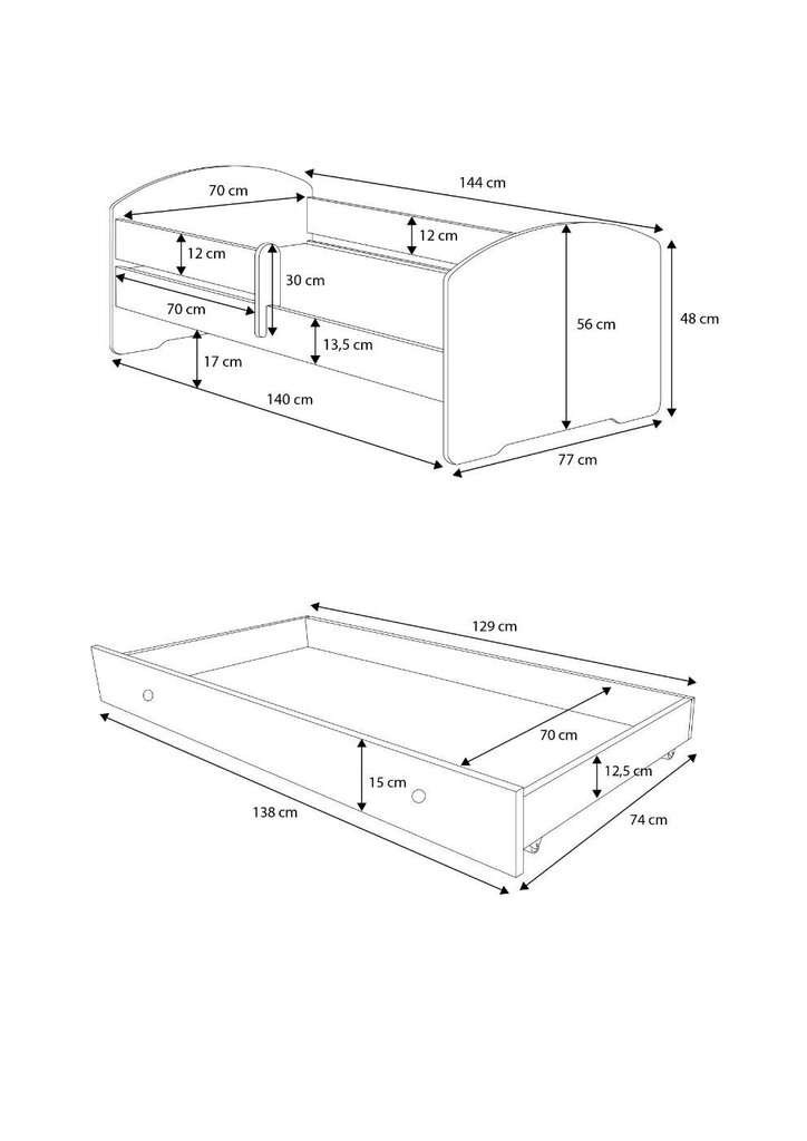 Bērnu gulta ADRK Furniture Pepe Elephant, 70x140 cm, dažādu krāsu cena un informācija | Bērnu gultas | 220.lv