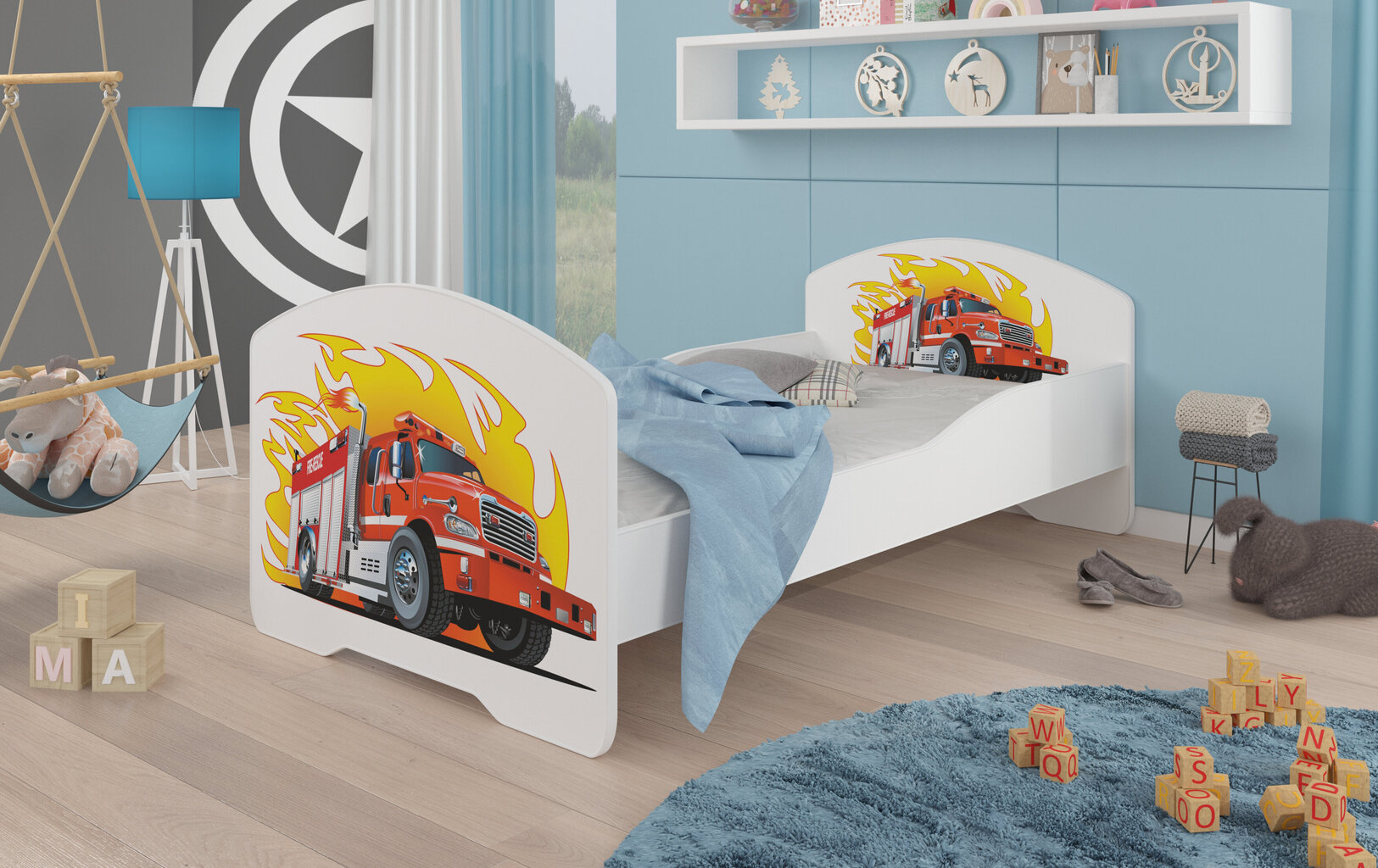 Bērnu gulta ADRK Furniture Pepe Fire truck, 80x160 cm, dažādu krāsu cena un informācija | Bērnu gultas | 220.lv