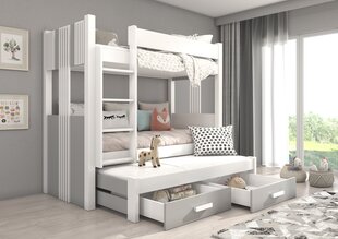 Divstāvu gulta Adrk Furniture Artema ar matraci, 80x180 cm, balta/pelēka цена и информация | Детские кровати | 220.lv