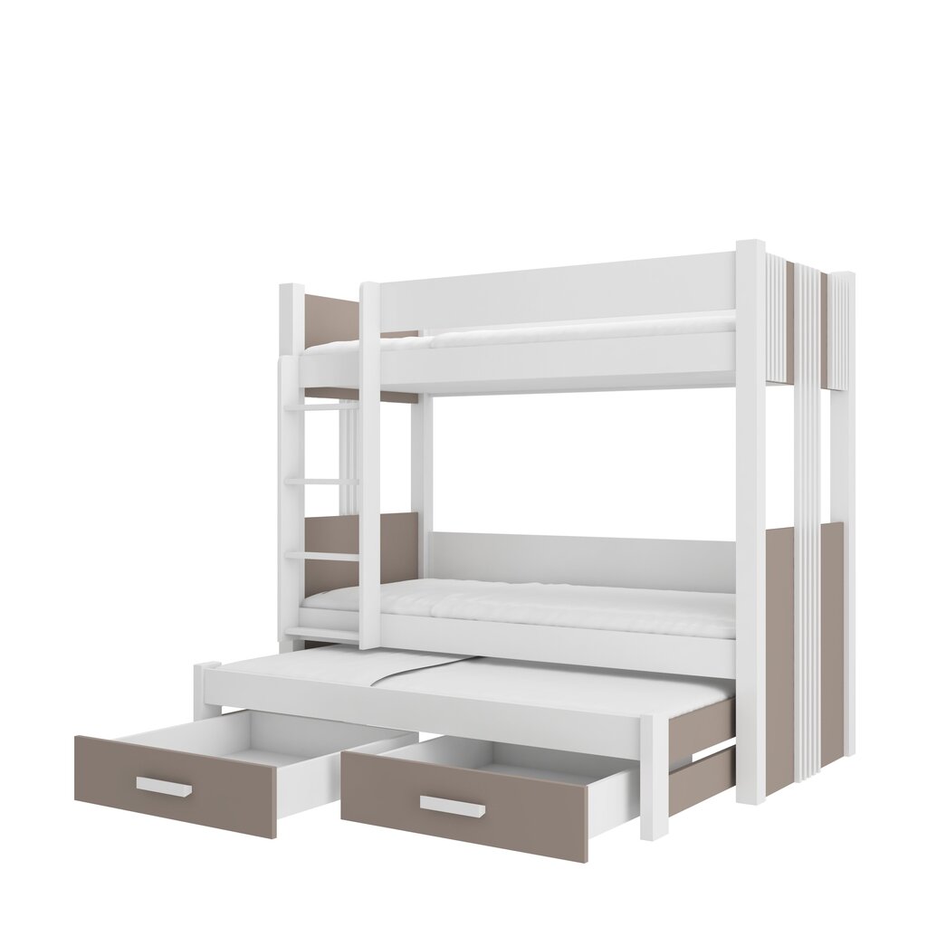 Divstāvu gulta Adrk Furniture Artema, 80x180 cm, balta/brūna cena un informācija | Bērnu gultas | 220.lv