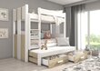 Divstāvu gulta Adrk Furniture Artema, 90x200 cm, balta/brūna cena un informācija | Bērnu gultas | 220.lv