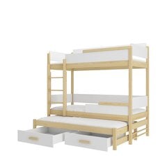Divstāvu gulta Adrk Furniture Queen ar matraci, 90x200 cm, balta/brūna cena un informācija | Bērnu gultas | 220.lv
