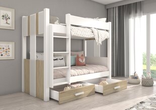 Кровать двухъярусная ADRK Furniture Arta 90x200 см, белого/коричневого цвета цена и информация | Детские кровати | 220.lv