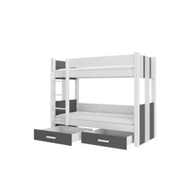 Кровать двухъярусная ADRK Furniture Arta 90x200 см, белого/серого цвета цена и информация | Детские кровати | 220.lv