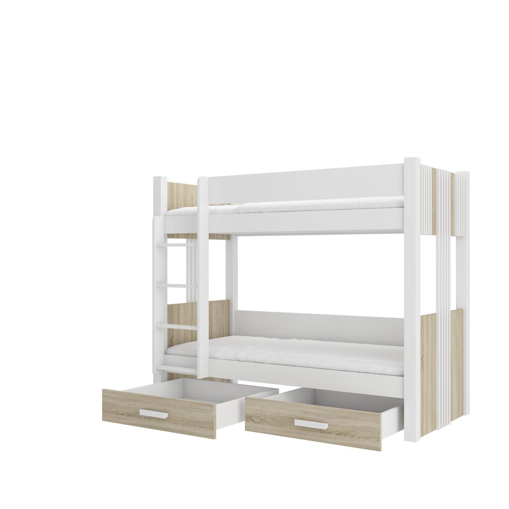 Divstāvu gulta Adrk Furniture Arta, 80x180 cm, balta/brūna цена и информация | Bērnu gultas | 220.lv