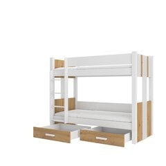 Divstāvu gulta Adrk Furniture Arta, 80x180 cm, balta/brūna цена и информация | Детские кровати | 220.lv