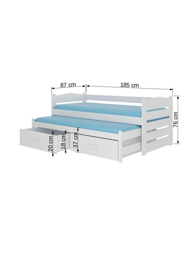 Bērnu gulta ADRK Furniture Tiarro 80x180 cm, balta/brūna cena un informācija | Bērnu gultas | 220.lv