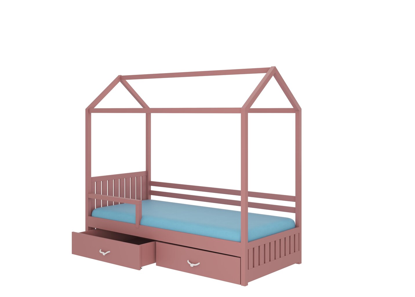 Gulta Adrk Furniture Rose ar sānu aizsardzību, 80x190 cm, rozā cena un informācija | Bērnu gultas | 220.lv