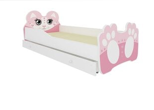 Bērnu gulta Adrk Furniture Bear, 70x140 cm, balta/rozā cena un informācija | Bērnu gultas | 220.lv