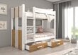 Divstāvu gulta Adrk Furniture Arta ar matraci, 80x180 cm, balta/brūna cena un informācija | Bērnu gultas | 220.lv
