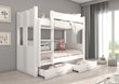 Divstāvu gulta Adrk Furniture Arta, 80x180 cm, balta cena un informācija | Bērnu gultas | 220.lv