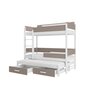 Divstāvu gulta Adrk Furniture Queen ar matraci, 90x200 cm, balta/brūna цена и информация | Bērnu gultas | 220.lv