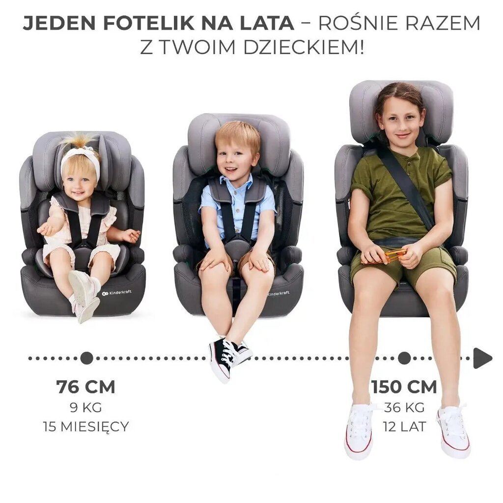 Autokrēsliņš Kinderkraft Comfort Up i-Size, 9-36 kg, black cena un informācija | Autokrēsliņi | 220.lv