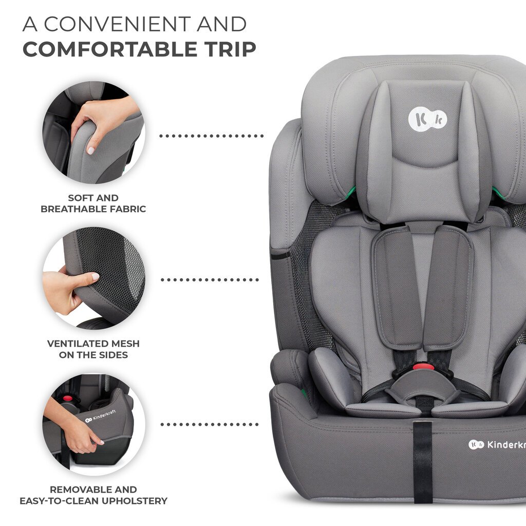 Autokrēsliņš Kinderkraft Comfort Up i-Size, 9-36 kg, grey цена и информация | Autokrēsliņi | 220.lv