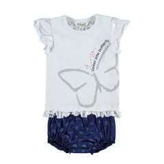 Komplekts meitenēm (T-krekls + šorti) Kanz, balts/zils cena un informācija | Apģērbu komplekti jaundzimušajiem | 220.lv