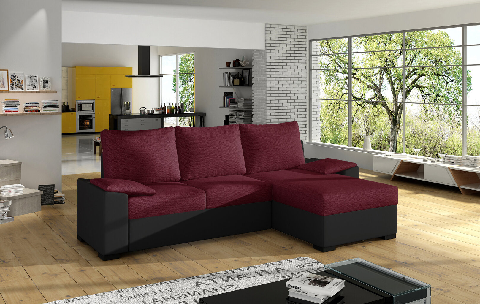 Stūra dīvāns Eltap Lusso, sarkans/melns cena un informācija | Stūra dīvāni | 220.lv