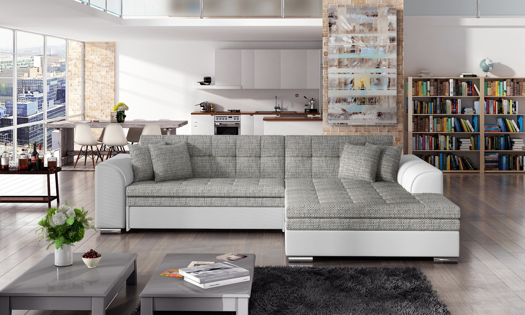 Stūra dīvāns Eltap Sorento, balts/pelēks cena un informācija | Stūra dīvāni | 220.lv