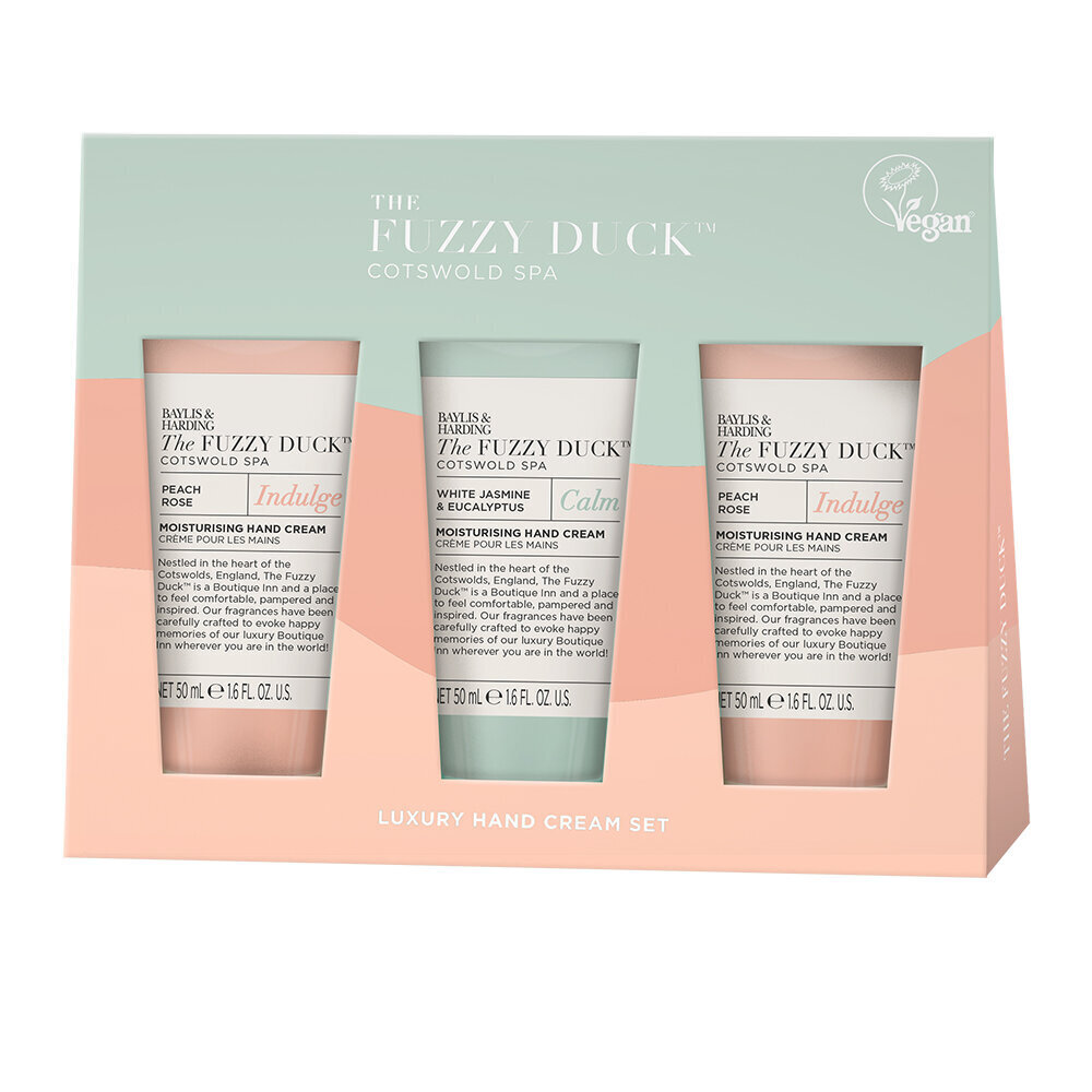 Roku krēmu dāvanu komplekts Baylis & Harding The Fuzzy Duck Cotswold Spa Luxury Hand Treats, 3 x 50 ml cena un informācija | Ķermeņa krēmi, losjoni | 220.lv