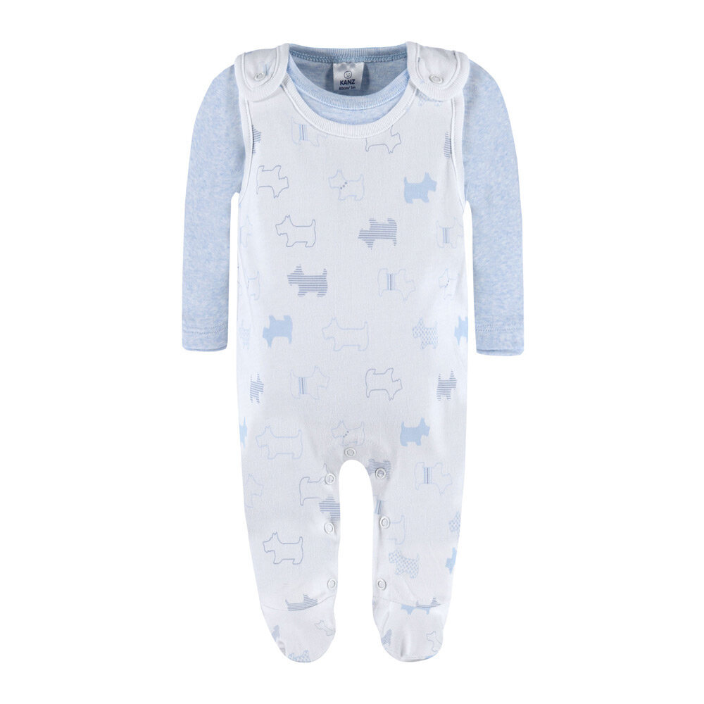Kombinezons + krekls ar garām piedurknēm zēniem Kanz, zils/balts cena un informācija | Apģērbu komplekti jaundzimušajiem | 220.lv
