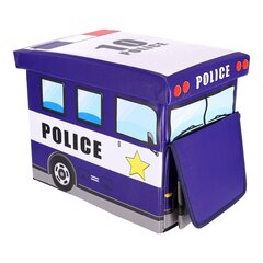 Pouf rotaļlietu kaste policijas automašīna, 28x37x24 cm cena un informācija | Veļas grozi un mantu uzglabāšanas kastes | 220.lv