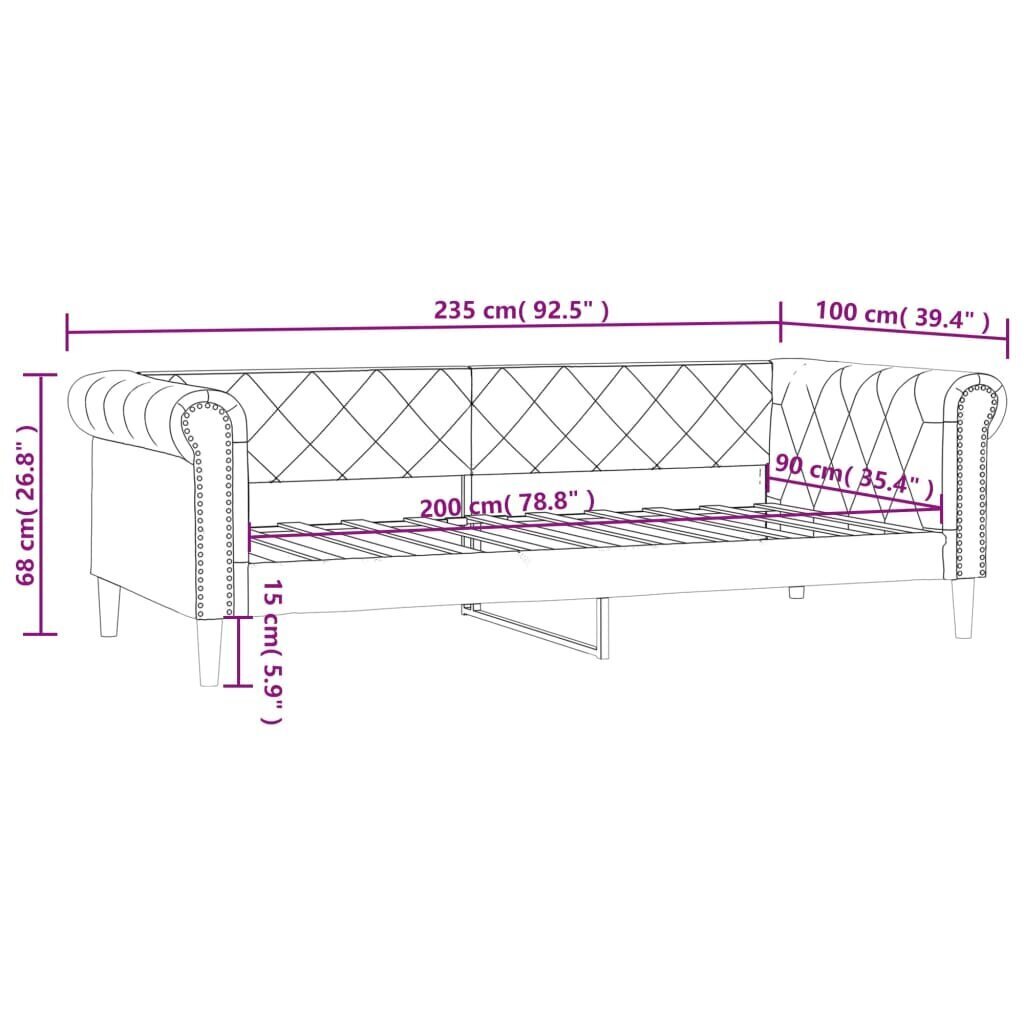 Dīvāngulta vidaXL, 90x200 cm, smilšu cena un informācija | Gultas | 220.lv