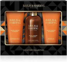 Подарочный набор для мужчин Baylis & Harding Black Pepper & Ginseng Men's Luxury Bathing Trio: гель для душа и тела 300 мл + гель для душа 200 мл + бальзам после бритья 200 мл цена и информация | Масла, гели для душа | 220.lv