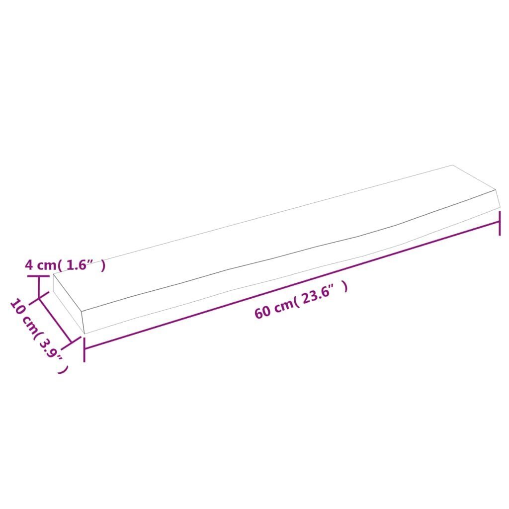 Sienas plaukts vidaXL, 60x10x4 cm, brūns cena un informācija | Plaukti | 220.lv