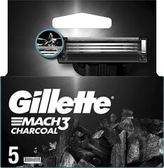 Skuvekļu galviņas Gillette Mach3 Charcoal, 5 gab. cena un informācija | Skūšanās piederumi, kosmētika | 220.lv