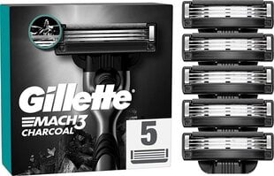 Skuvekļu galviņas Gillette Mach3 Charcoal, 5 gab. cena un informācija | Skūšanās piederumi, kosmētika | 220.lv