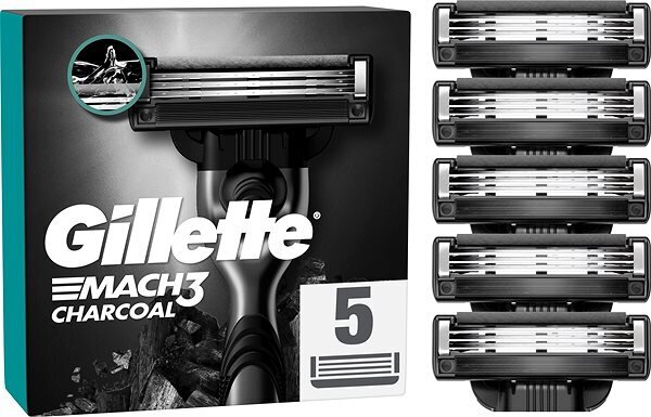 Skuvekļu galviņas Gillette Mach3 Charcoal, 5 gab. цена и информация | Skūšanās piederumi, kosmētika | 220.lv