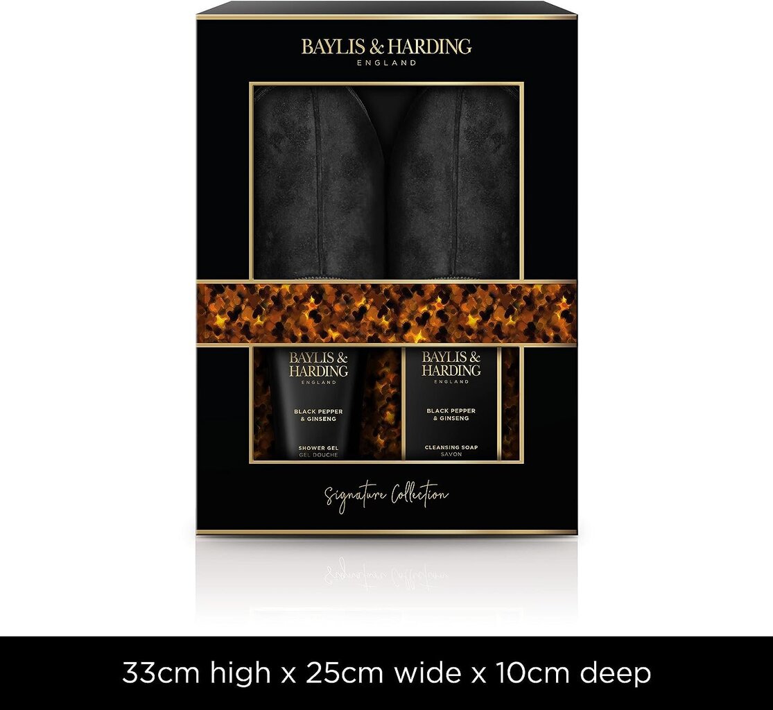 Dāvanu komplekts vīriešiem Baylis & Harding Black Pepper & Ginseng Men's Luxury: dušas želeja 140 ml + ziepes 100 g + čības cena un informācija | Dušas želejas, eļļas | 220.lv