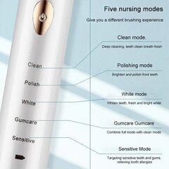 Беспроводная электрическая зубная щетка + 4 насадки + зарядное устройство. IPX7 цена и информация | Электрические зубные щетки | 220.lv