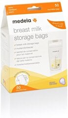 Piena uzglabāšanas maisiņi Medela, 180 ml, 50 gab. cena un informācija | Krūts piena pumpji | 220.lv