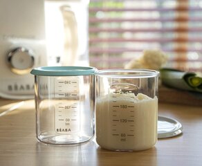 Porciju trauku ar vāku komplekts Beaba baby, zils / pelēks, 240 ml цена и информация | Детская посуда, контейнеры для молока и еды | 220.lv