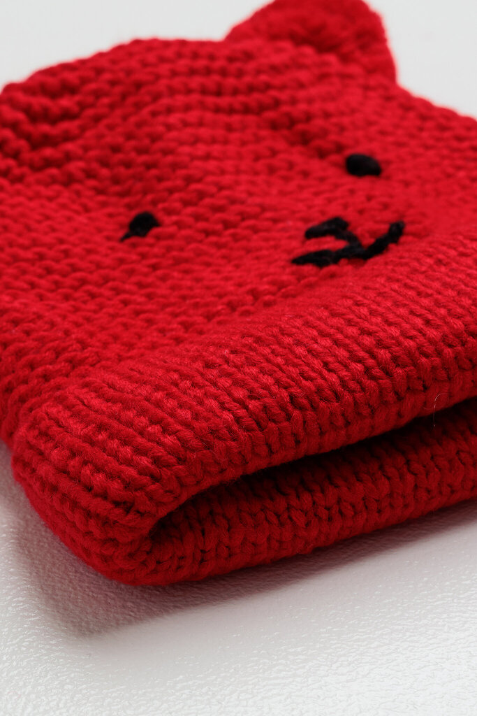 Bērnu cepure Snowflake lācītis, sarkana cena un informācija | Cepures, cimdi, šalles meitenēm | 220.lv