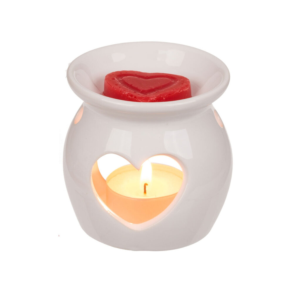 Aromlampa ar sirsniņu, ar rožu smaržu vasku, aptuveni 8 x 7,5 cm, keramika, 2 krāsu sortiments cena un informācija | Sveces un svečturi | 220.lv