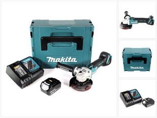 Аккумуляторная угловая шлифовальная машина Makita DGA 504 RF1J, 18 В, с аккумулятором и блоком для зарядки цена и информация | Шлифовальные машины | 220.lv